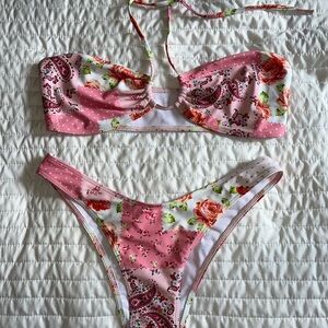 Pink Paisley Patchwork Bikini Set